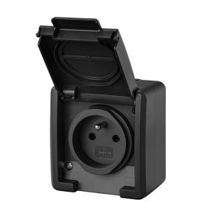 AQUANT 2K socket surface-mounted IP55 2P+E ANTHRACITE 5041-17 EPN
