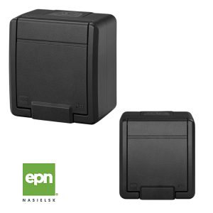 AQUANT 2K socket surface-mounted IP55 2P+E ANTHRACITE 5041-17 EPN